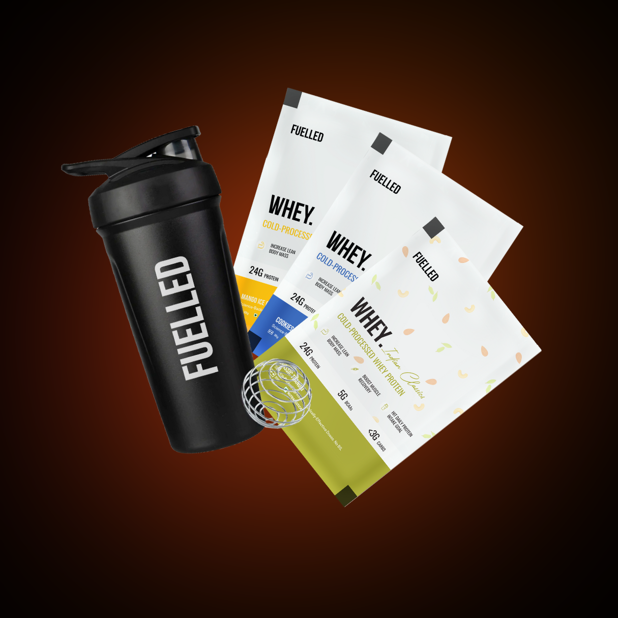 Fuelled Shaker + 3 Whey Sachets