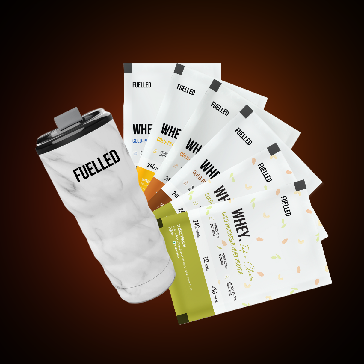 Fuelled Metal Shaker + 6 Whey Sachets