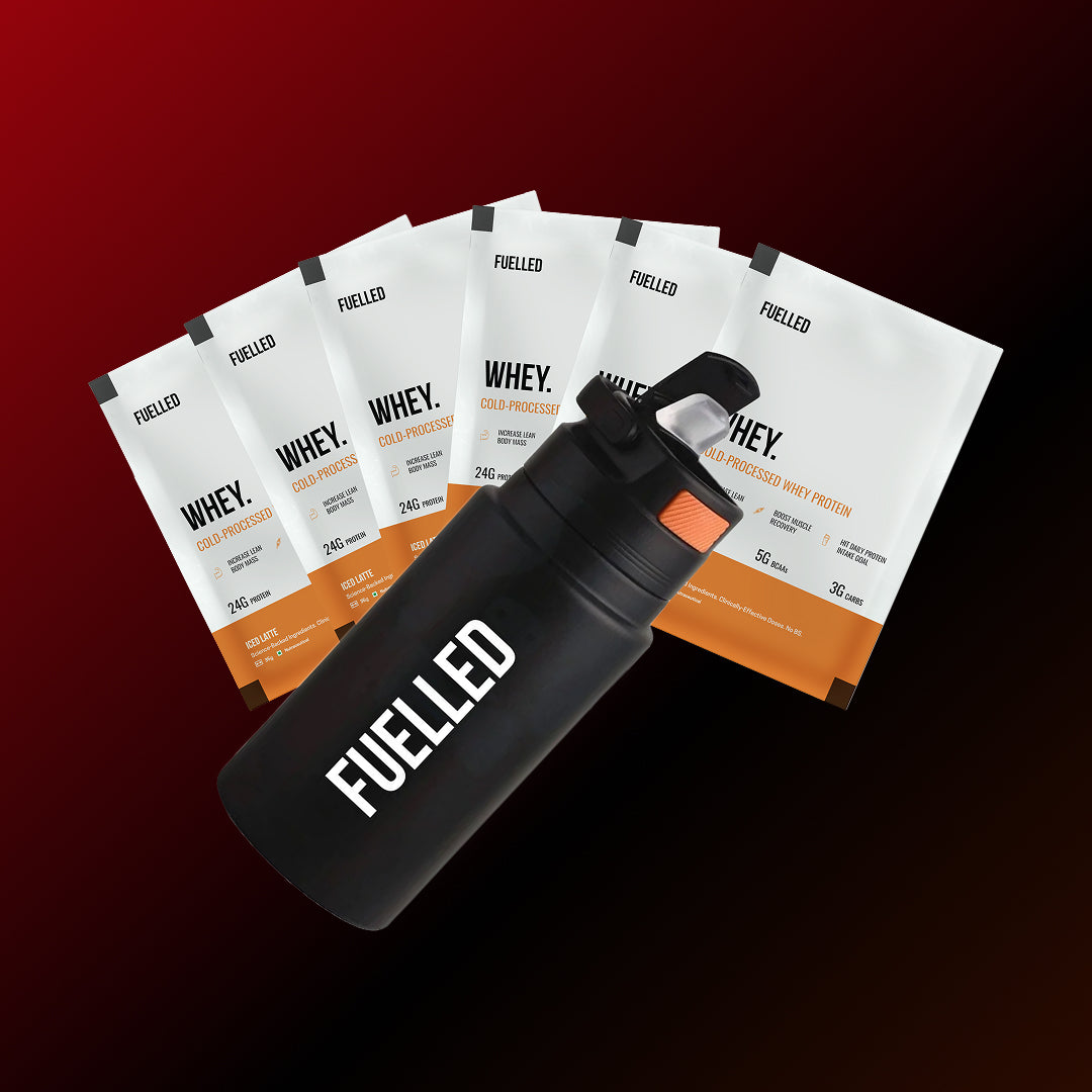 Fuelled Metal Tumbler + 6 Whey Sachets